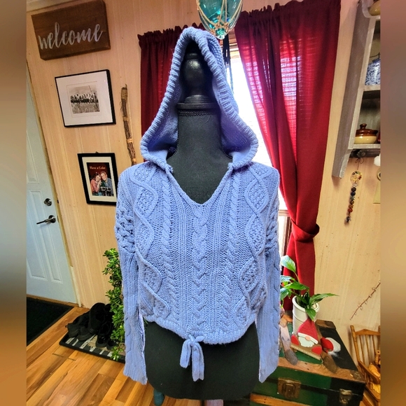 Aeropostale Sweaters - 🛒🛍️💥Aeropostale Women size medium cropped hooded chain knit sweater